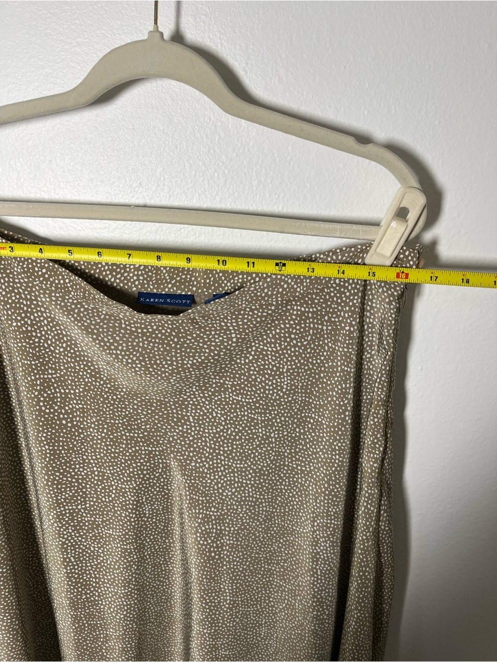 Karen Scott SIZE L Women’s Taupe Dot Swing/ A Line Skirt - Picture 3 of 5